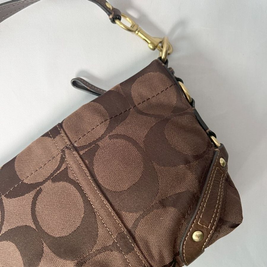 Coach啡色中古手提袋肩背側肩袋腋下包 日本中古二手vintage-7