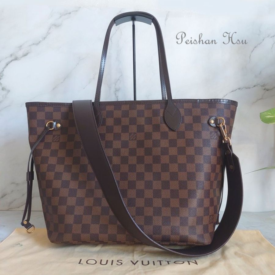 LV Neverfull MM 🌈現品拍照🌈中款 棋盤格 托特包 N51105~~二手約9成新-16