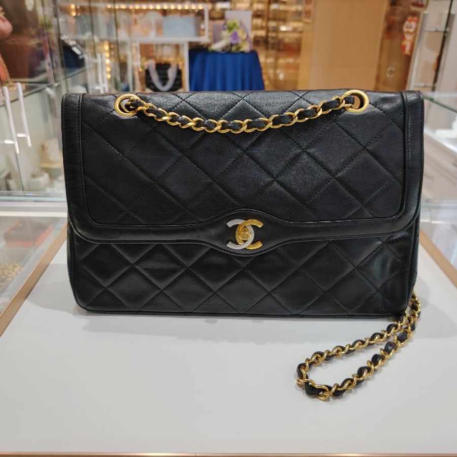CHANEL巴黎限定金銀扣經典雙翻蓋手袋-0