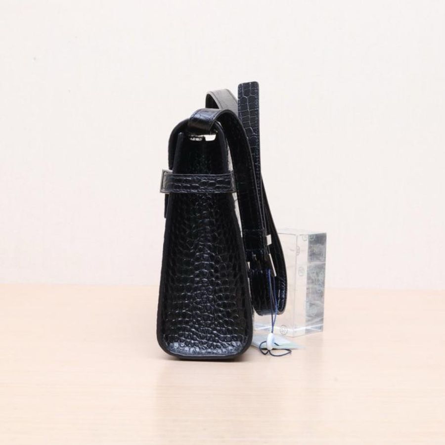 SAINT LAURENT(聖羅蘭) MANHATTAN 曼哈頓 BOX 中號 29 鱷魚壓紋 黑色  銀扣-1