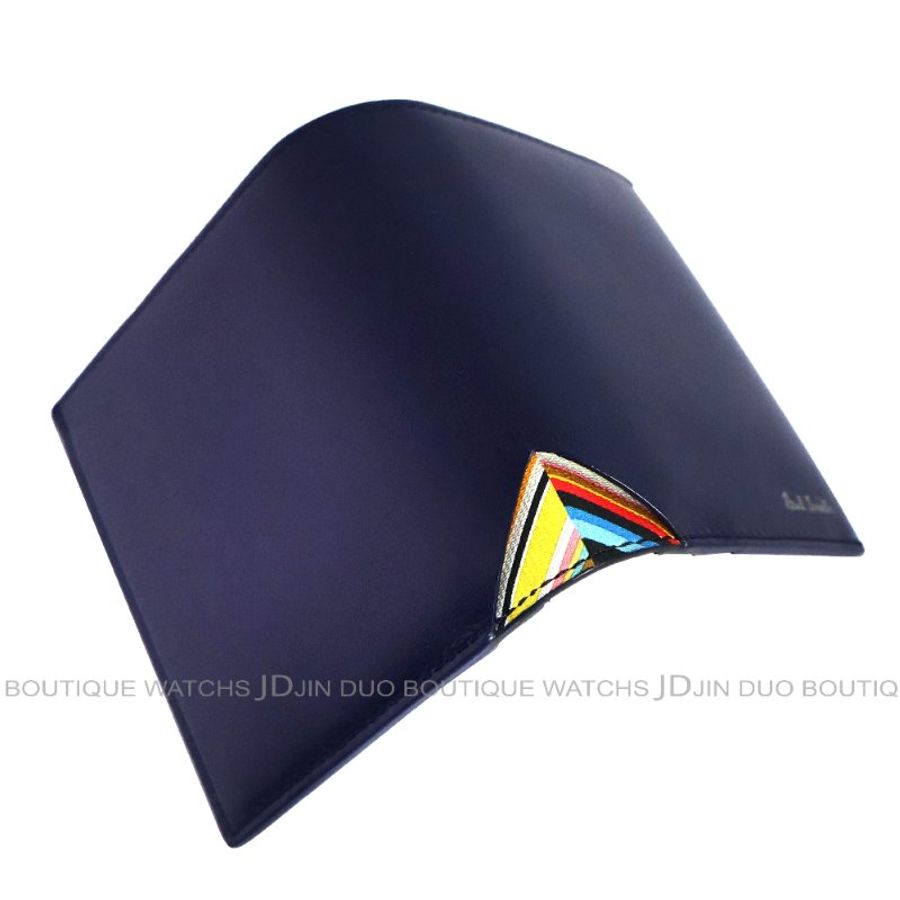 金鐸精品~2422 PAUL SMITH PS 保羅·史密斯海軍藍色小牛皮二折小短夾 全新品-6