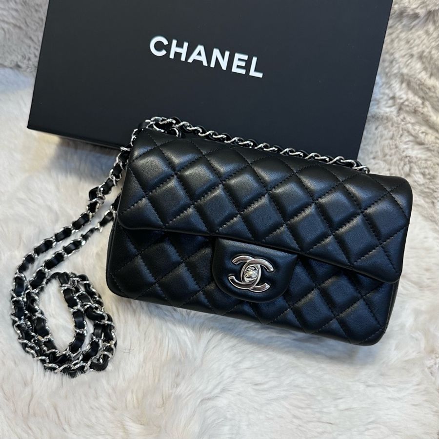 Chanel香奈兒經典爆款24C mini CF coco20 黑銀鏈條口蓋包-0