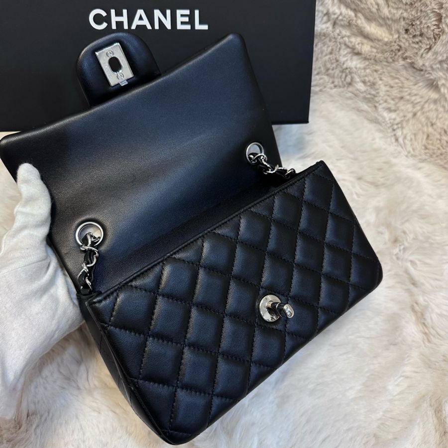 Chanel香奈兒經典爆款24C mini CF coco20 黑銀鏈條口蓋包-2