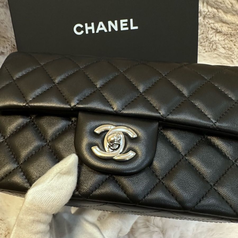 Chanel香奈兒經典爆款24C mini CF coco20 黑銀鏈條口蓋包-5
