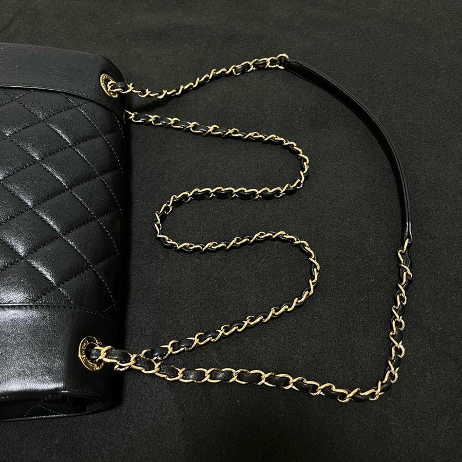 香奈兒 Chanel Mademoiselle Flap Bag Large 黑金牛皮菱格肩背包-7