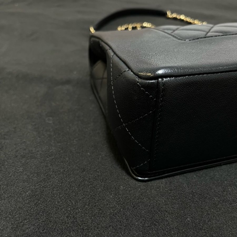 香奈兒 Chanel Mademoiselle Flap Bag Large 黑金牛皮菱格肩背包-19