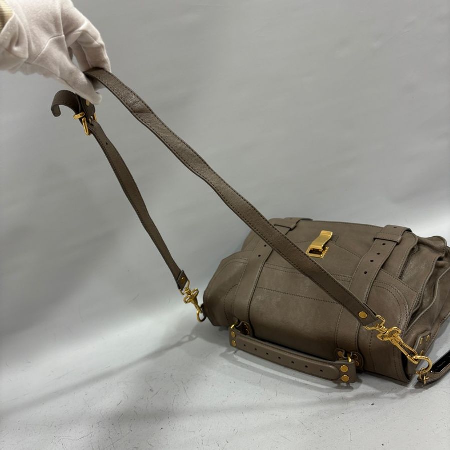 Proenza Schouler摩卡色皮革金釦PS1 中號兩用包 肩背包 手提包-14