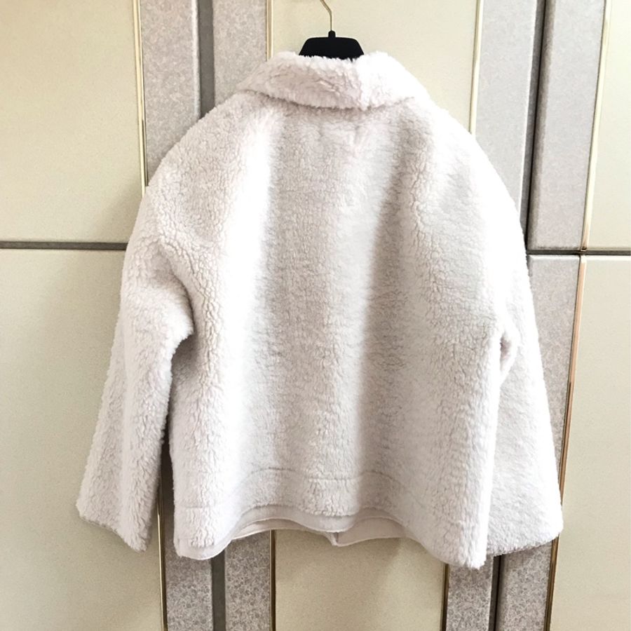 25）Caroll正品白色環保皮草外套 S號 M-L可穿-1