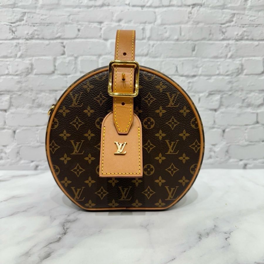 Louis Vuitton 路易威登M43514經典PETITE BOITE CHAPEAU系列帆布硬圓餅包🈶本店購證-0