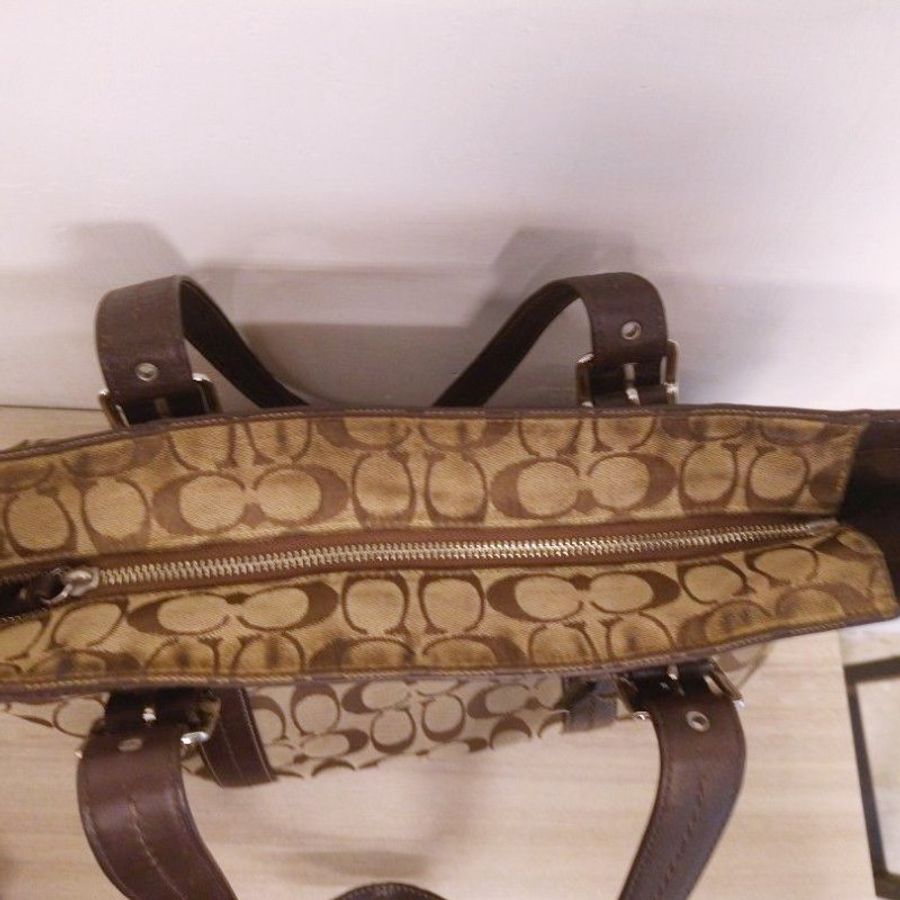 美國Coach 經典花紋 SIGNATURE 帆布 托特包 大托特包-8
