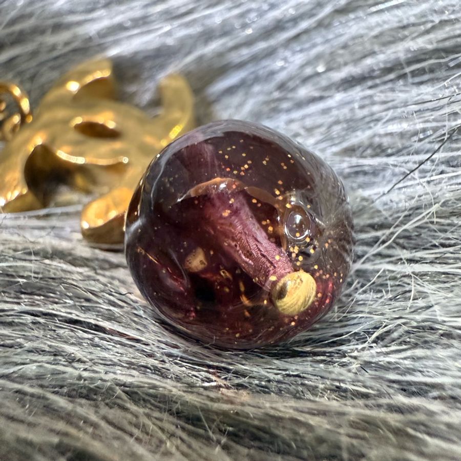 Chanel 金色 雙C 紫色 琉璃珠 項鍊-9