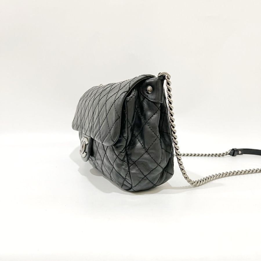💕CHANEL黑色牛皮銀釦flag bag💕-2