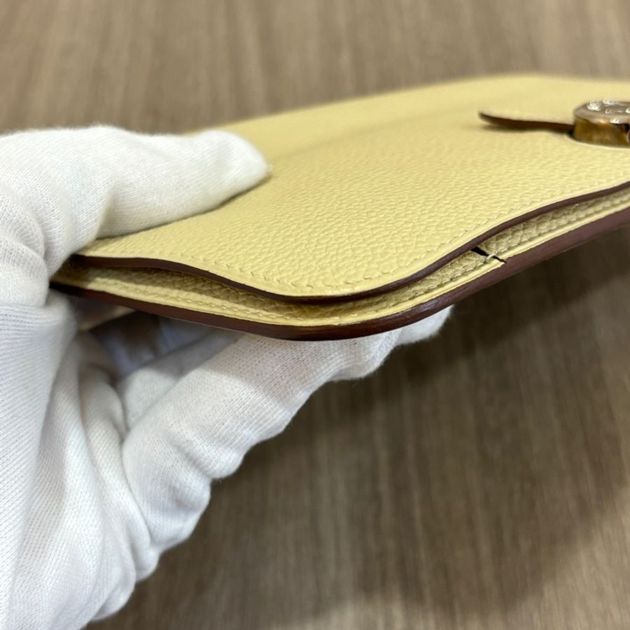 Hermes 奶昔白Togo皮銀釦Dogon皮穿式長夾手拿包 零錢包 卡片鈔票夾 口L刻-6