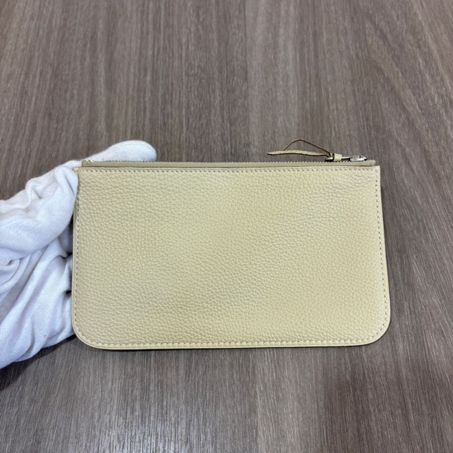 Hermes 奶昔白Togo皮銀釦Dogon皮穿式長夾手拿包 零錢包 卡片鈔票夾 口L刻-19