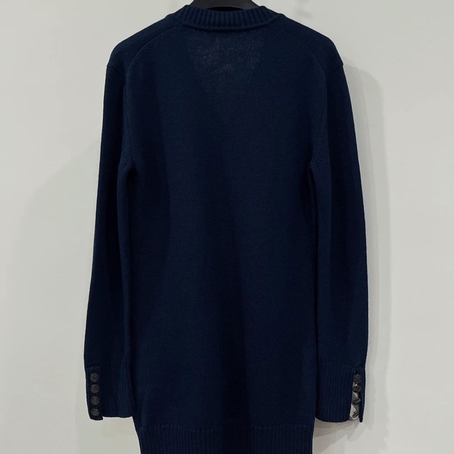 BURBERRY  倫敦  V領排扣羊毛長版上衣 深藍-1