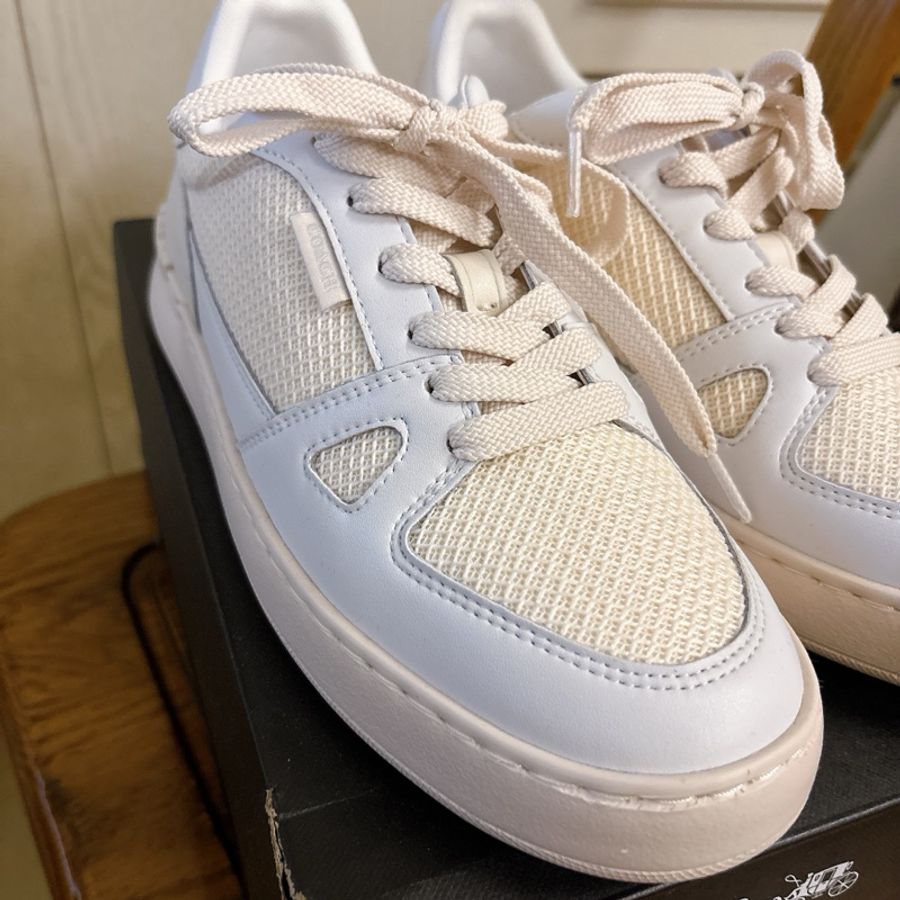 Coach 米白色休閒鞋 Coach 米白色 布鞋 休閒鞋 clip court sneakers-7