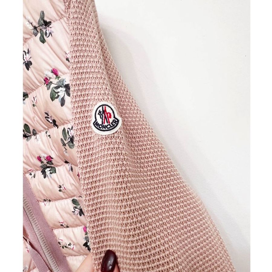 MONCLER 乾燥粉印花針織羽絨外套 XL 羊毛-3