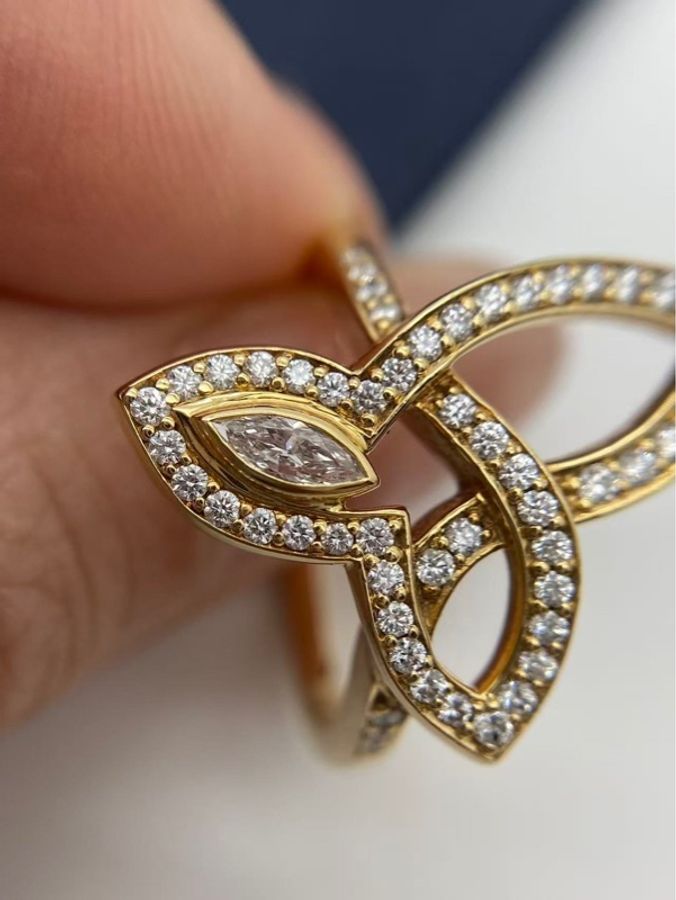 Harry Winston lily cluster黃金滿鑽戒指53號,2018購入-6