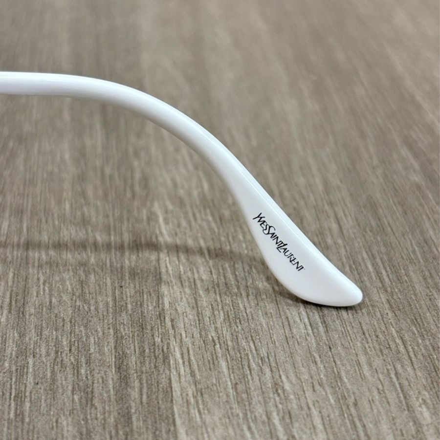 YSL 白色 金屬 膠框 太陽 眼鏡 墨鏡 雷棚-5