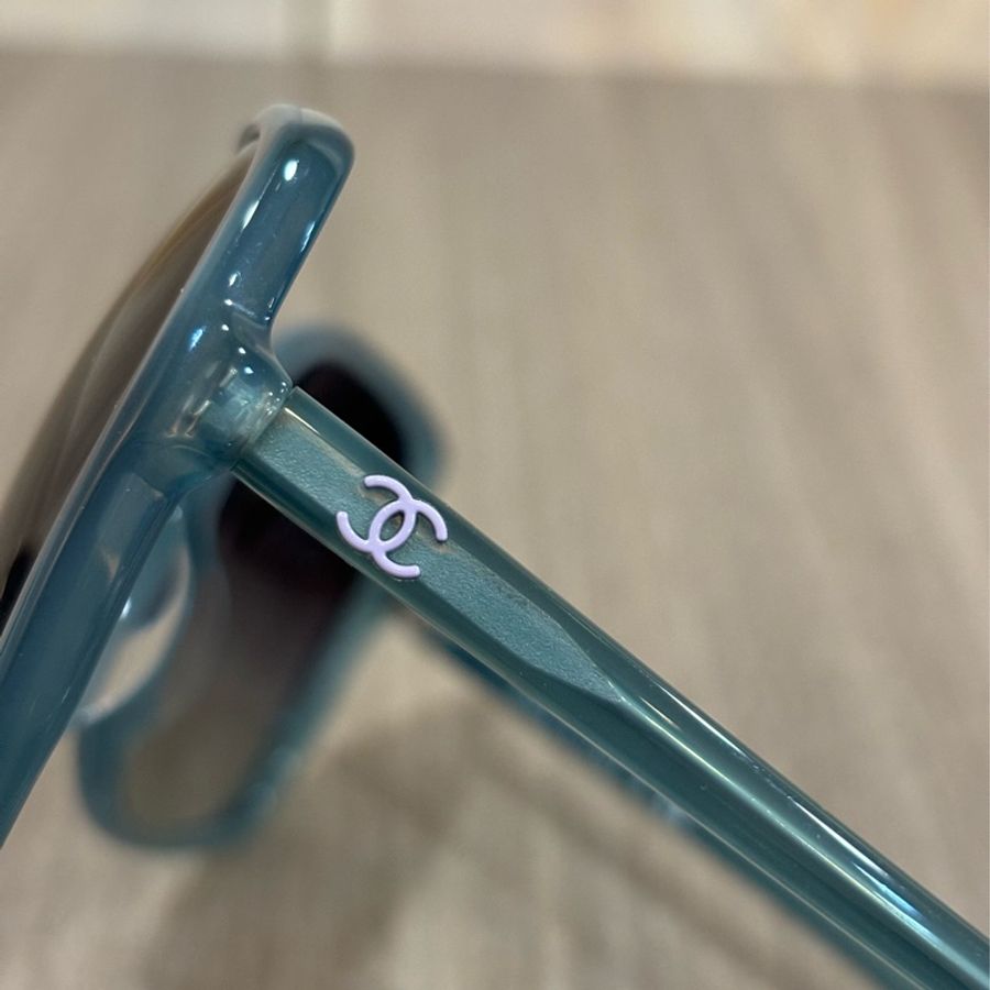 CHANEL 土耳其藍 雙C LOGO 方框 基本款 GAGA 膠框 眼鏡 太陽眼鏡 墨鏡-3