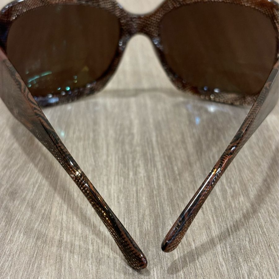 CHANEL 雙C LOGO 咖啡 大膠框 新款 蛇皮 壓紋 蛇紋 墨鏡 太陽眼鏡 GAGA-9