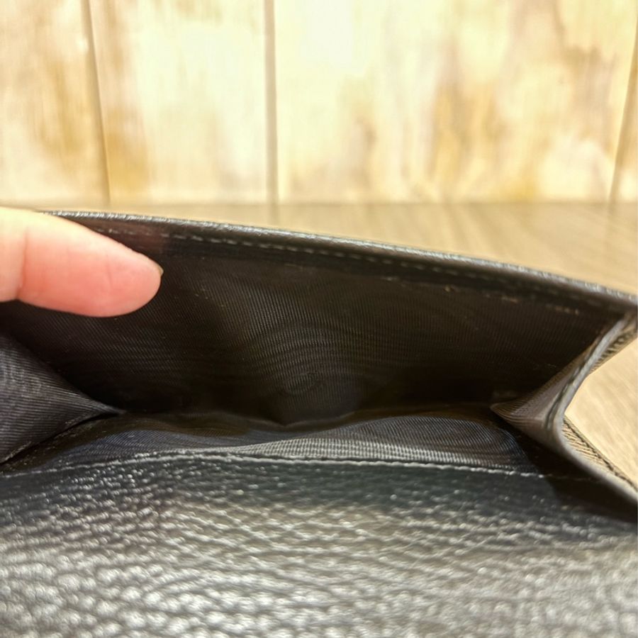 GUCCI 615525 黑色 荔枝皮 金釦 GG 零錢包 皮夾 短夾 錢包-13
