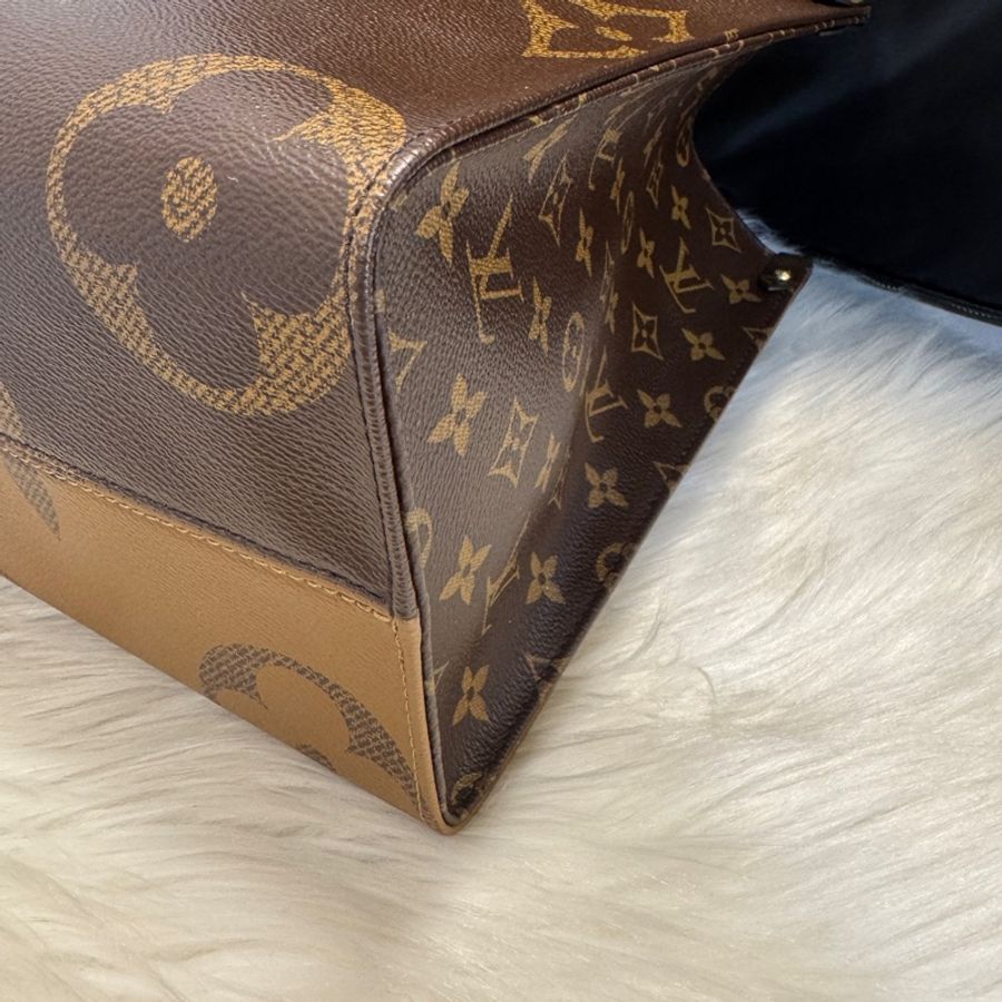LV On The Go MM 雙色老花肩背手提托特包 M54321-6