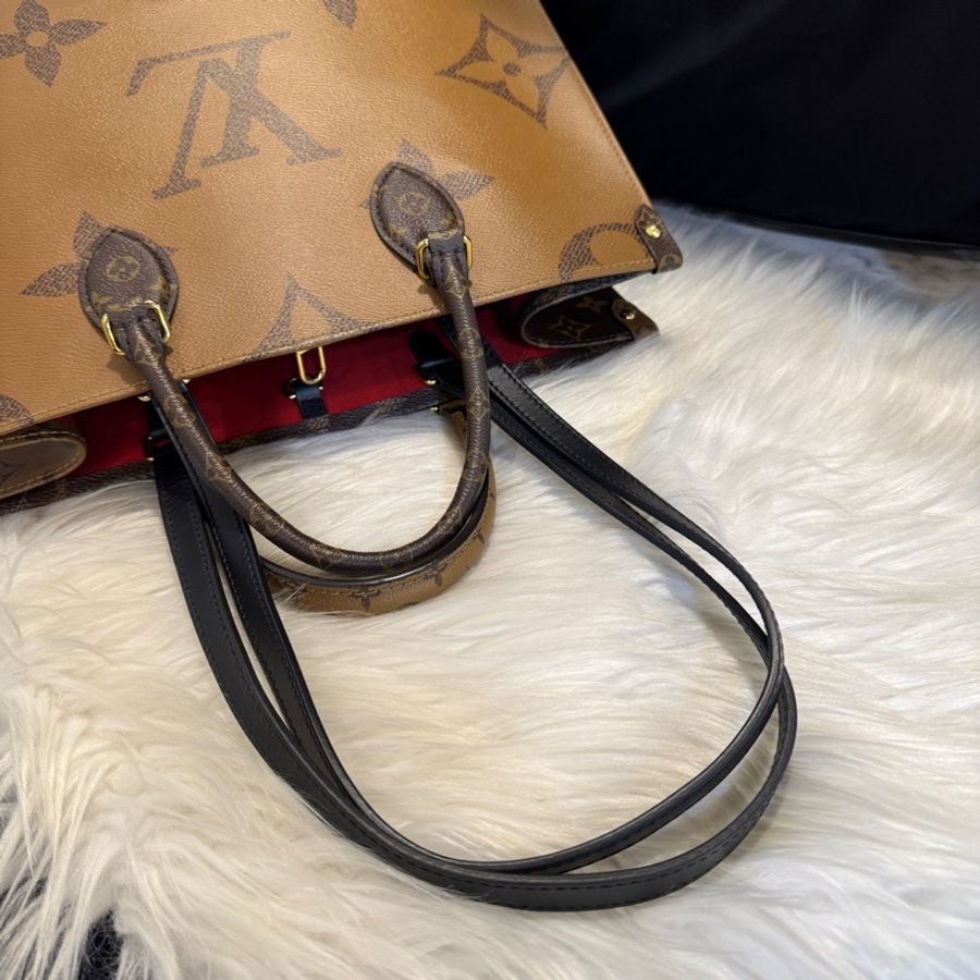 LV On The Go MM 雙色老花肩背手提托特包 M54321-9