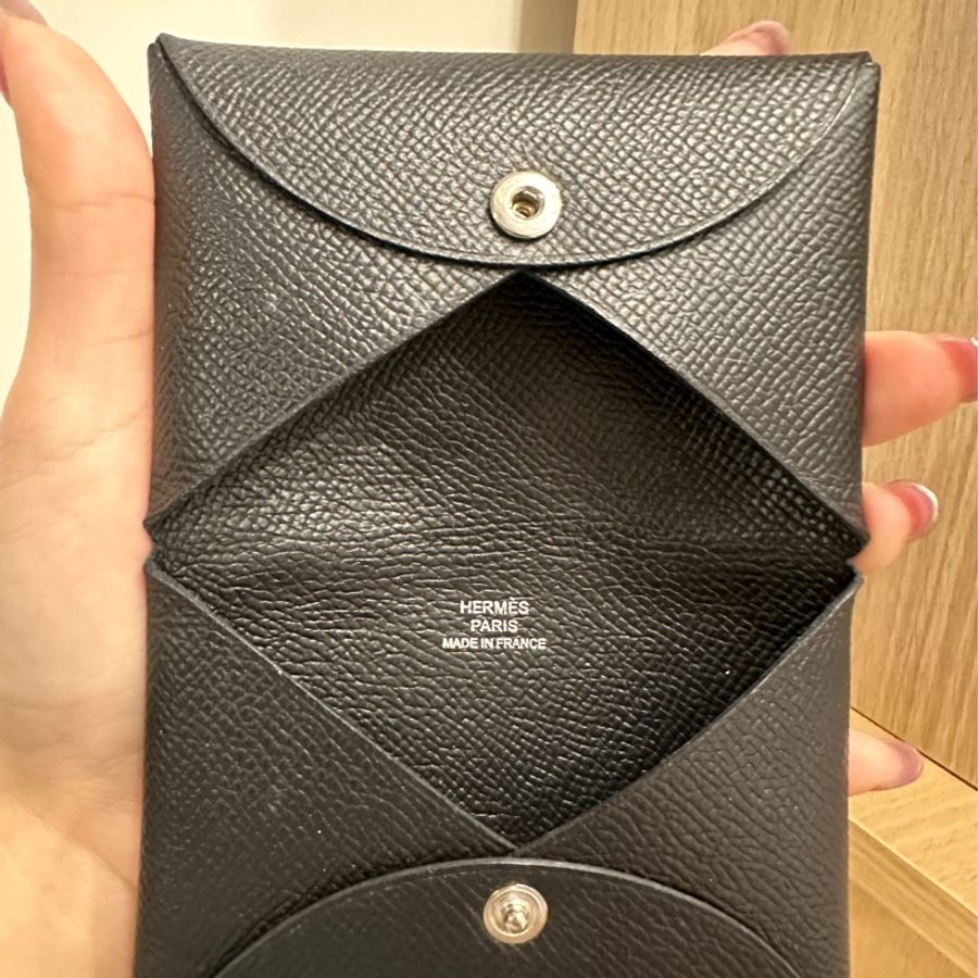 Hermes Calvi Card Holder黑色零錢包-5