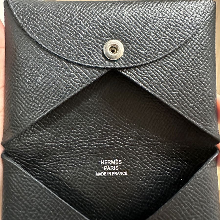 Hermes Calvi Card Holder黑色零錢包-15