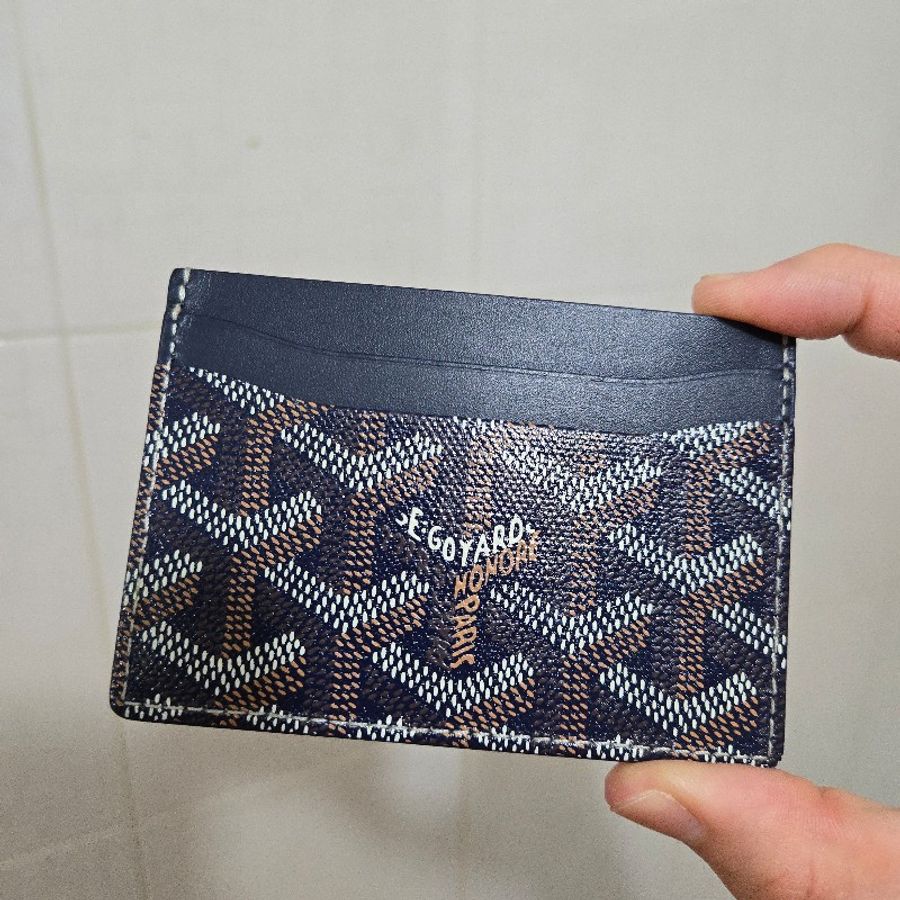 GOYARD 高雅德 經典滿版LOGO手工帆布萬用卡夾 票卡夾 深藍色 海軍藍-5