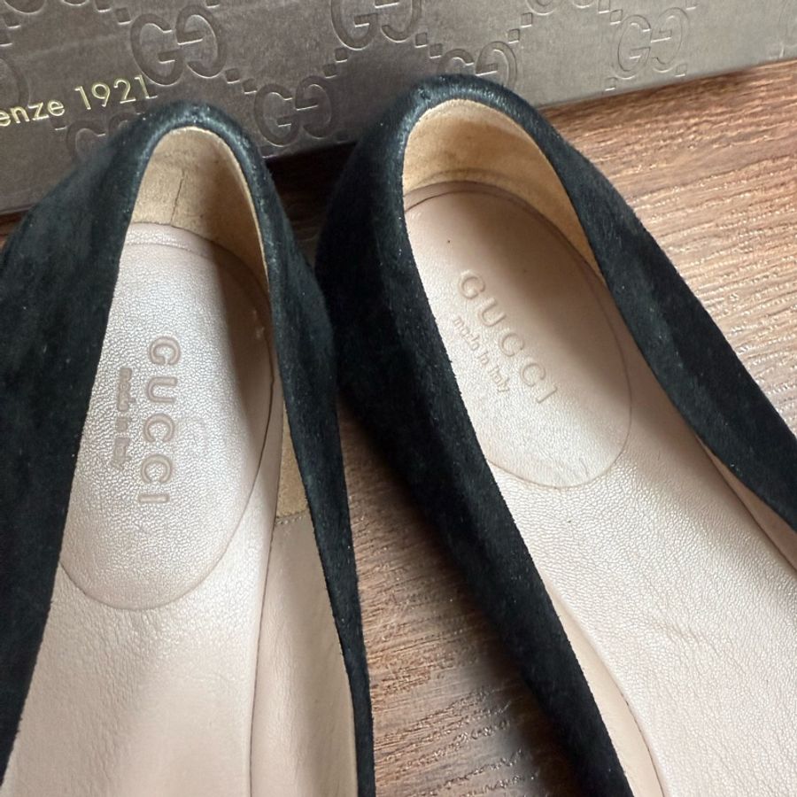 Gucci 麂皮娃娃鞋-7