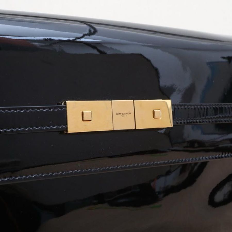 SAINT LAURENT(聖羅蘭) MANHATTAN 曼哈頓 BOX 中號 29 黑色 漆皮 金扣-5