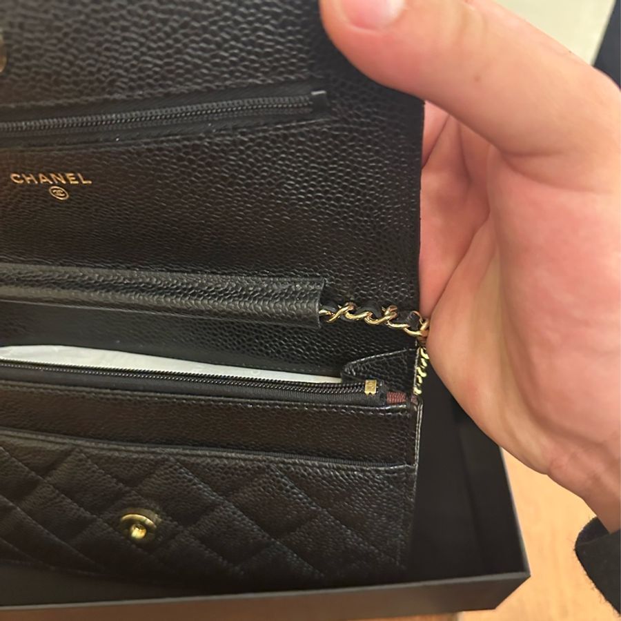 CHANEL 黑荔枝金雙C WOC-15