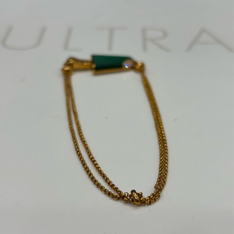 BVLGARI 寶格麗 GELATI 冰淇淋 孔雀石 750 18 黃K金 鑽石 手鍊 鏈子-2