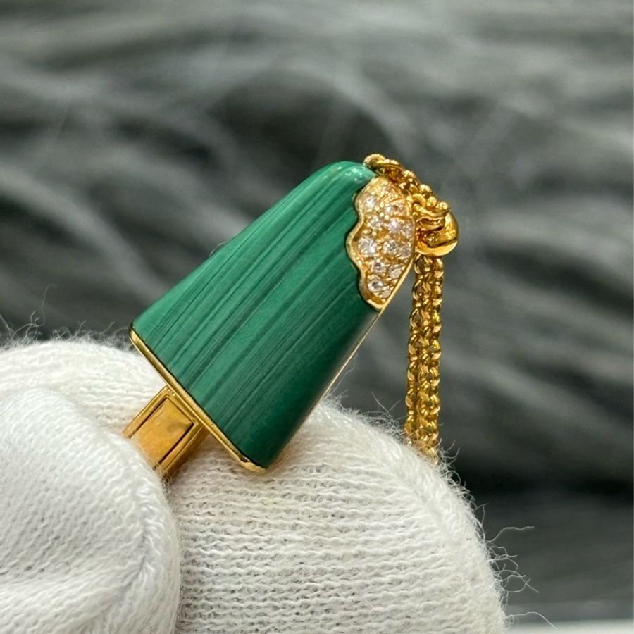 BVLGARI 寶格麗 GELATI 冰淇淋 孔雀石 750 18 黃K金 鑽石 手鍊 鏈子-8
