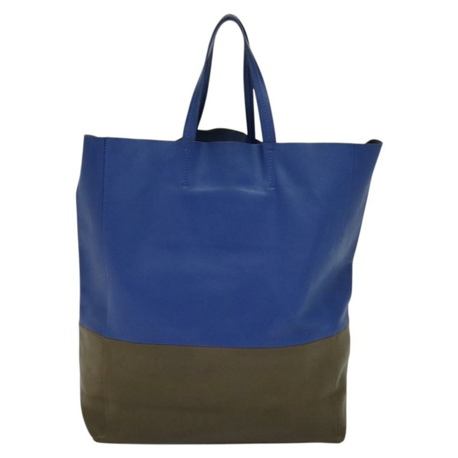 【日本直送】CELINE Vertical Cabas 手提包 皮革 藍色 棕色 正品 ki5445-1