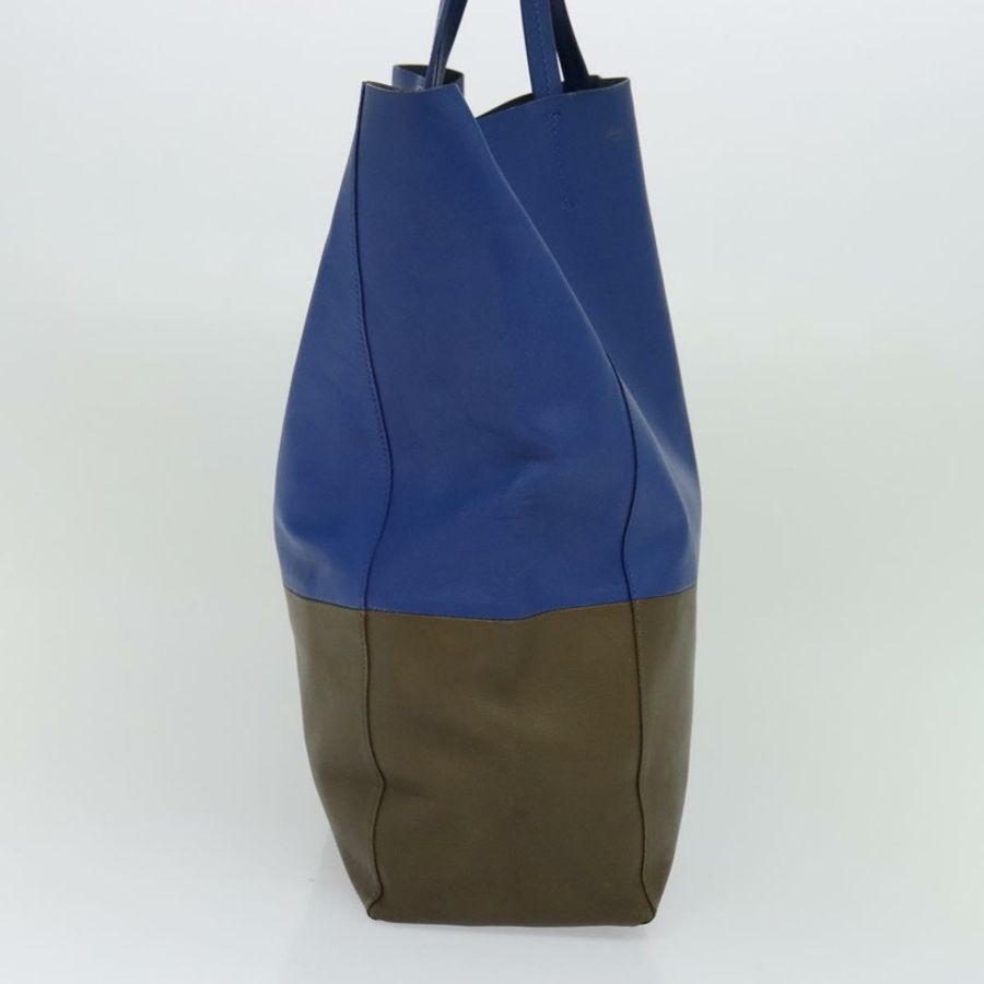 【日本直送】CELINE Vertical Cabas 手提包 皮革 藍色 棕色 正品 ki5445-2
