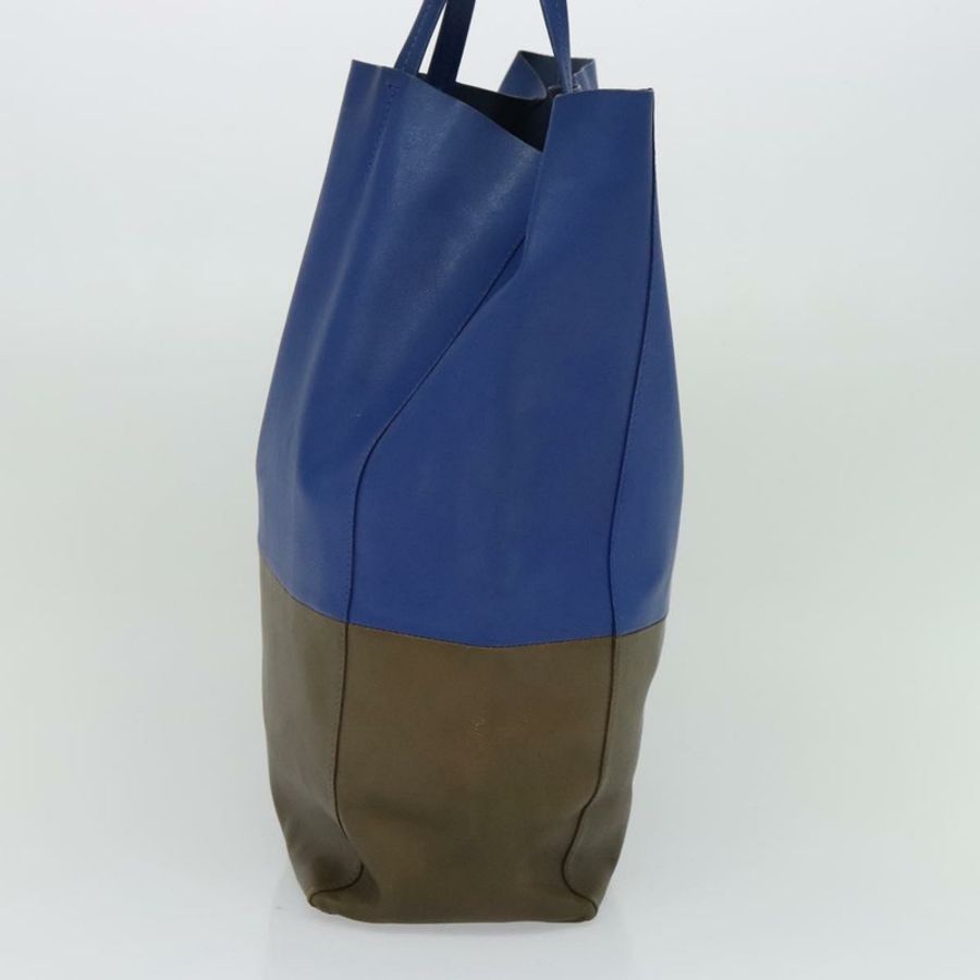 【日本直送】CELINE Vertical Cabas 手提包 皮革 藍色 棕色 正品 ki5445-3