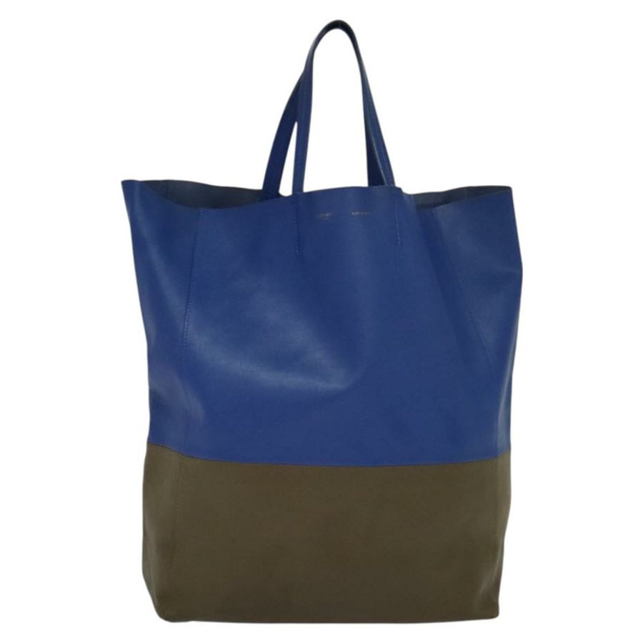 【日本直送】CELINE Vertical Cabas 手提包 皮革 藍色 棕色 正品 ki5445-12