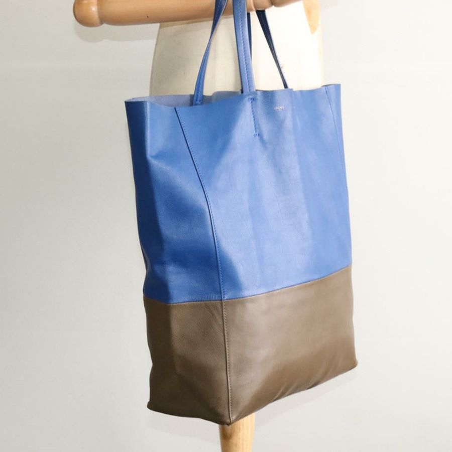 【日本直送】CELINE Vertical Cabas 手提包 皮革 藍色 棕色 正品 ki5445-21