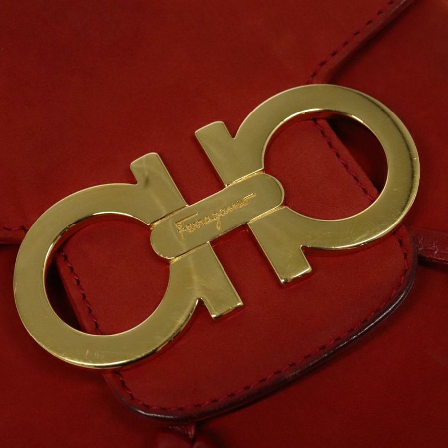 【日本直送】Salvatore Ferragamo 紅色麂皮雙肩包,正品編號 114655-18