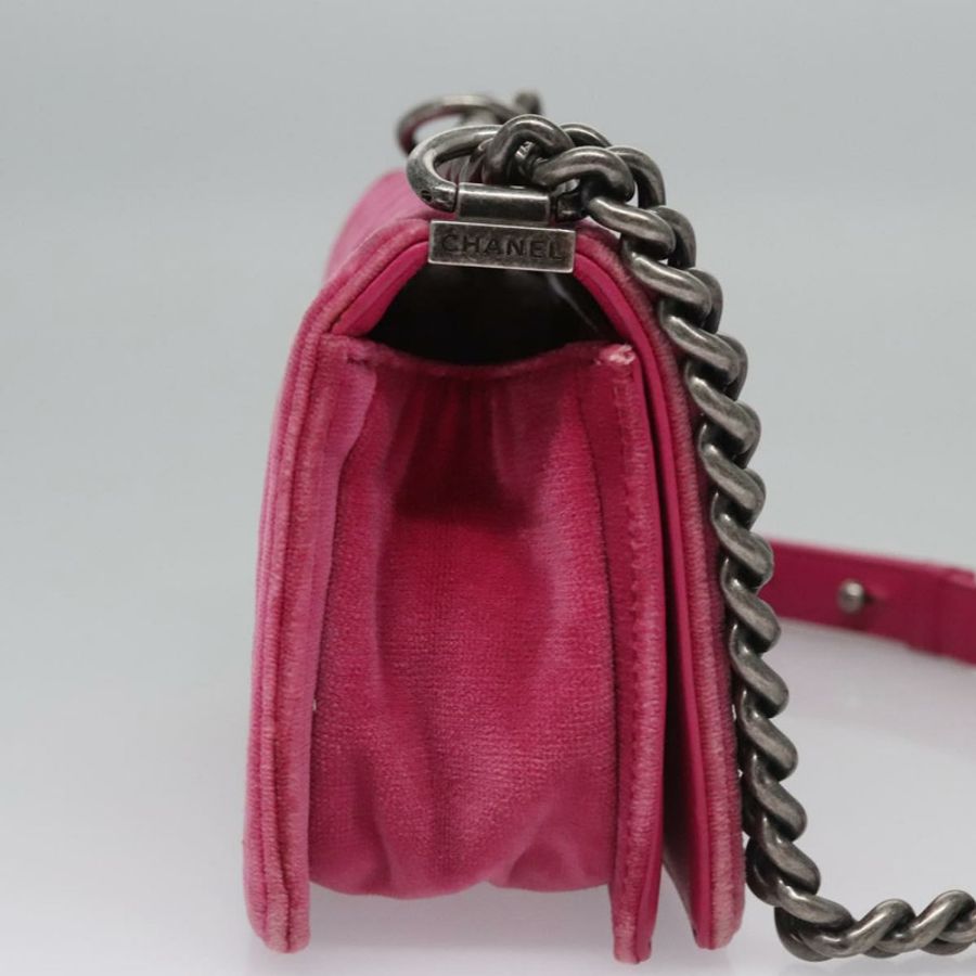 【日本直送】香奈兒 (CHANEL) 鏈條 Boy Chanel Matelasse 單背包 絲絨粉紅 CC 正品 BA245-3