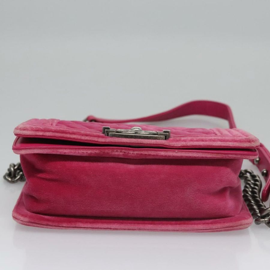 【日本直送】香奈兒 (CHANEL) 鏈條 Boy Chanel Matelasse 單背包 絲絨粉紅 CC 正品 BA245-4