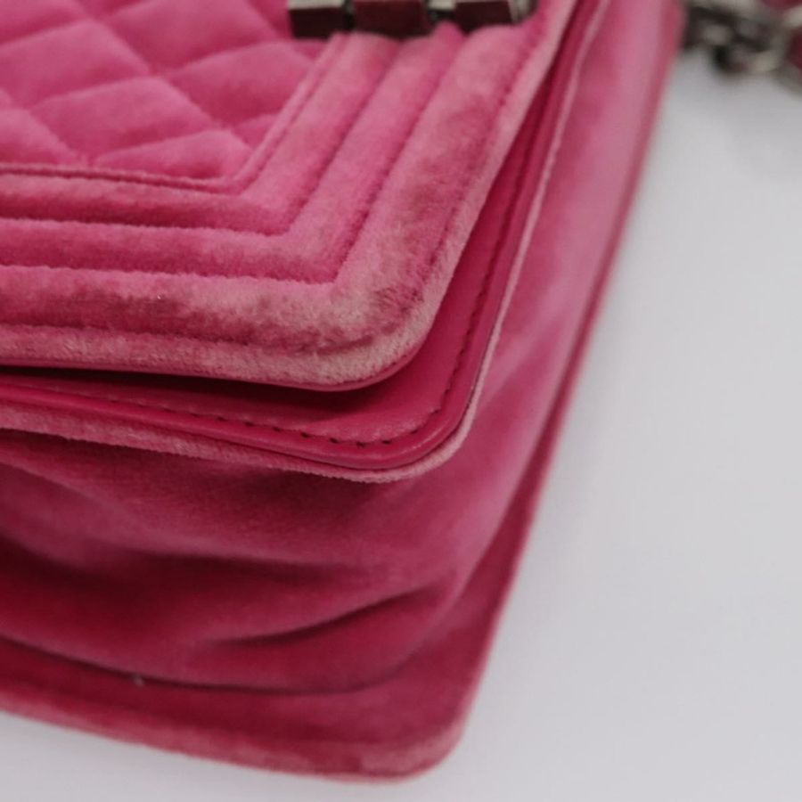 【日本直送】香奈兒 (CHANEL) 鏈條 Boy Chanel Matelasse 單背包 絲絨粉紅 CC 正品 BA245-8