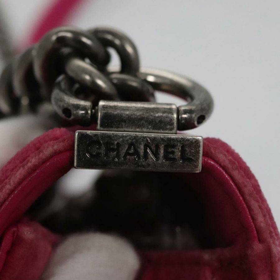 【日本直送】香奈兒 (CHANEL) 鏈條 Boy Chanel Matelasse 單背包 絲絨粉紅 CC 正品 BA245-9