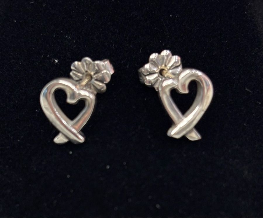 Tiffany&Co 925純銀 Loving heart針式耳環-0