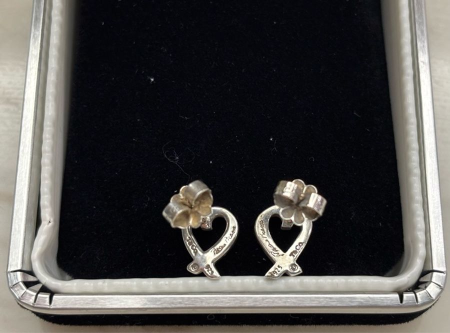 Tiffany&Co 925純銀 Loving heart針式耳環-1