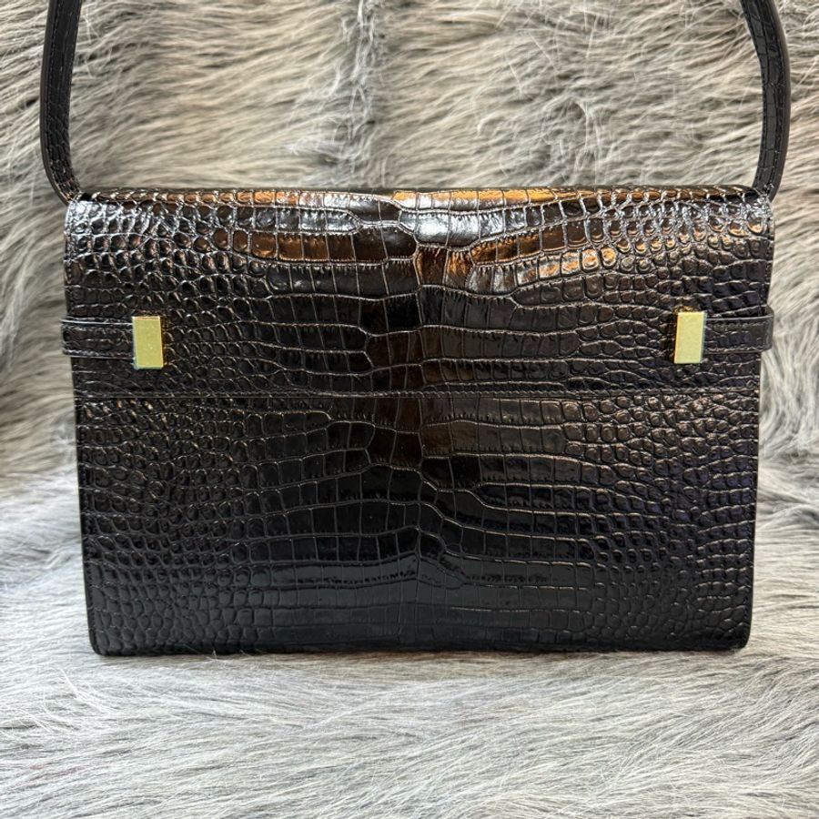 Ysl 579271 黑色 牛皮 鱷魚壓紋 金釦 曼哈頓 Manhattan Kelly 肩背包-2