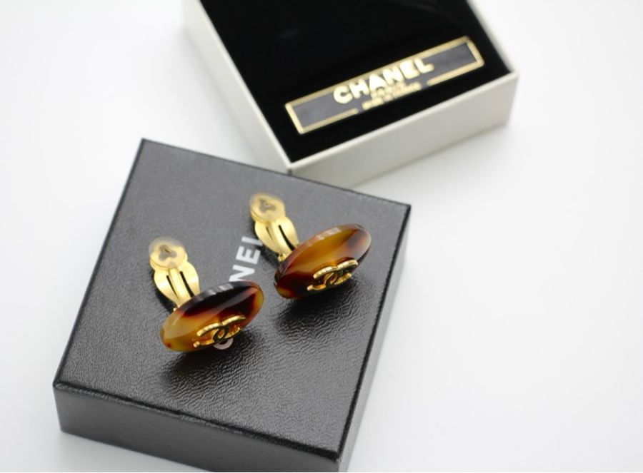 Chanel Vintage 97P玳瑁圓形耳環-2